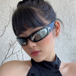 2022 New Moon прямоугольные солнцезащитные очки для женщин и мужчин, винтажные солнцезащитные очки для велоспорта на открытом воздухе, хип-хоп, панк, солнцезащитные очки UV400, трендовые женские