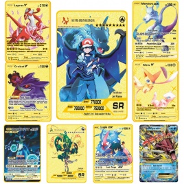 Карты с покемонами Gold Metal GX EX Vmax Energy Card Charizard Pikachu Rare Collection Battle Game Trainer Card Детские мультфильмы Игрушки