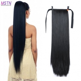 MSTN 30-дюймовые синтетические волосы, термостойкие прямые волосы с конским хвостом, накладные волосы, чип-in Наращивание волос, парики с конским хвостом