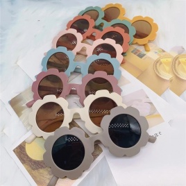 Винтажные милые детские солнцезащитные очки для девочек, детские солнцезащитные очки с круглым цветком Gafas для маленьких детей UV400, солнцезащитные очки для девочек и мальчиков, модные очки