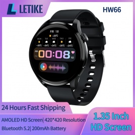 SmartWatch Смарт-часы для мужчин LETIKE HW66 AMOLED 1,35-дюймовый HD-экран Тест артериального давления Bluetooth Call Connected pk GTR 3 GTS 2