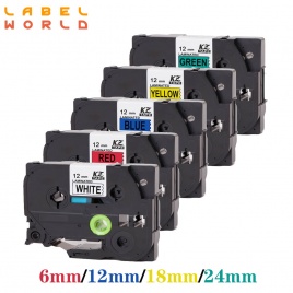 6 мм/9 мм/12 мм/18 мм/24 мм * 8 м разноцветные ленточные ленты для этикеток, совместимые с принтером этикеток Brother P-TOUCH TZE TZ-231 tz231 221, 1 упаковка