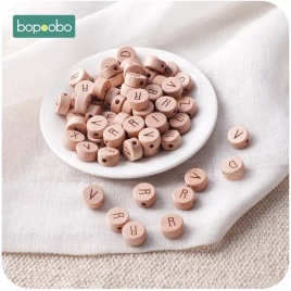 Bopoobo 30 шт. деревянные бусины алфавит английский пищевой грызун материал крошечный стержень для DIY детские погремушки для прорезывания зубов детские бусины для прорезывания зубов
