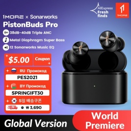 [Мировая премьера] 1MORE PistonBuds Pro Triple ANC Bluetooth 5.2 Беспроводные наушники-вкладыши 4 микрофона DNN Металлическая диафрагма Аккумулятор на 30 часов