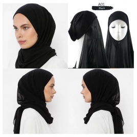 Мусульманский женский капот, шифоновый хиджаб, шарф, платок с кепкой, мгновенные шифоновые хиджабы с шапками, бесконтактные хиджабы свободного стиля