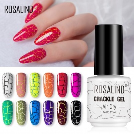 Гель-лак для ногтей ROSALIND Crackle, цветная база для наращивания лака для ногтей, гибридный маникюрный набор для УФ, полупостоянное базовое верхнее покрытие