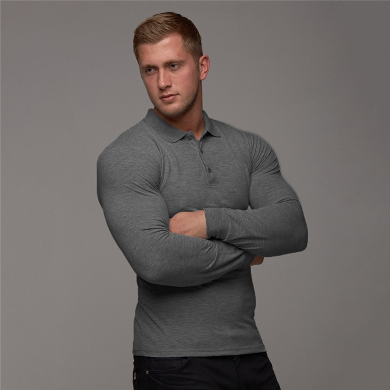 Весна 2020, модная мужская однотонная тонкая футболка с длинными рукавами для отдыха фото 1