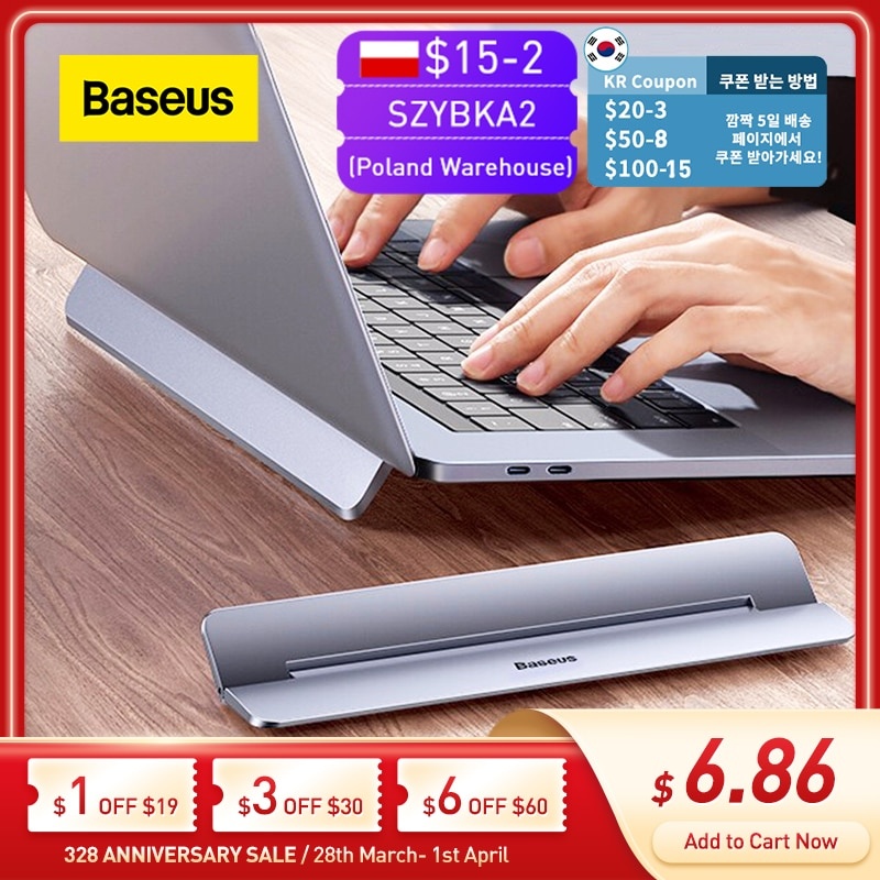 Подставка для ноутбука Baseus для MacBook Air Pro Регулируемая алюминиевая подставка для ноутбука Складная портативная подставка для ноутбука 11/13/17 дюймов фото 1