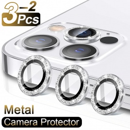 Защитная крышка для объектива камеры с бриллиантовым блеском для iPhone 13 12 Pro Max, мини-металлическое кольцо, стекло для объектива на iPhone 11 Pro Max, защитная крышка