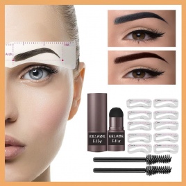 2023 One Step Eyebrow Stamp Shaping Kit Makeup Brow Set Pen Pen Women Waterproof Contour Stencil Tint Natural Stick Hairline Enhance