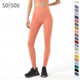 SOISOU/Новые штаны для йоги, женские леггинсы, штаны для йоги, мягкие колготки для фитнеса для девочек с высокой талией, женские спортивные штаны без Т-образной линии