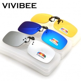 VIVIBEE зеркальный синий откидной зажим для солнцезащитных очков для рыбалки, мужские поляризованные линзы, металлические зажимы, ночное видение, вождение, UV400, женские очки