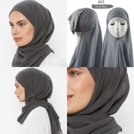 Мусульманский женский тяжелый шифоновый шарф-хиджаб с капотом, мгновенный шифоновый хиджаб, шарфы с шапками, платок без булавки