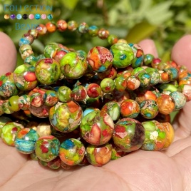 4, 6, 8, 10 мм бусины из натурального камня, красочные морские осадочные яшмы, бирюзовые круглые бусины для изготовления ювелирных изделий, аксессуары для браслетов «сделай сам»