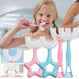 Детская зубная щетка U-образной формы 360 °, тщательное очищение, детские мягкие детские зубы, чистящая щетка, детская зубная щетка для ухода за полостью рта