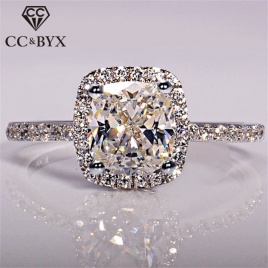 Кольца CC для женщин, свадебное кольцо Anelli, модные ювелирные изделия, обручальное кольцо, цвет белого золота, Anillos CC595