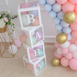 FENGRISE Алфавит на заказ прозрачная коробка Baby Shower мальчик девочка свадьба первый день рождения украшения дети BabyShower воздушный шар коробка