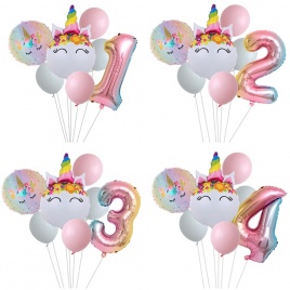 Радужный Единорог Воздушный Шар Номер Фольги Globos 1 2 3 4 Лет День Рождения Украшения Малыш Единорог Тематическая Вечеринка Свадьба Шарики Игрушка