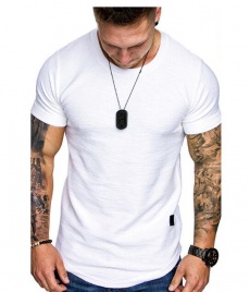 Летняя новая мужская хлопковая футболка с короткими рукавами и круглым вырезом