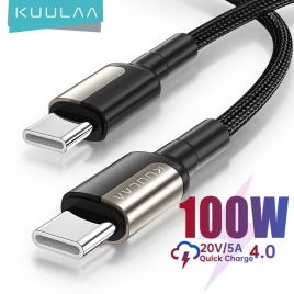 KUULAA 100 Вт USB C к USB Type C Кабель USBC PD 5A Шнур для быстрой зарядки Кабель USB-C Type-c для Samsung S20 MacBook iPad Huawei Xiaomi