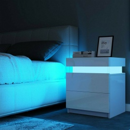 Современный RGB светодиодный ночной столик с 2 ящиками, органайзер, шкаф для хранения, прикроватная тумбочка, домашняя мебель для спальни, тумбочки для ночи