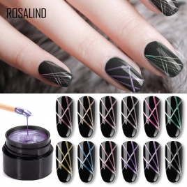 ROSALIND 5ML Spider Gel Metal Spider VarnishSoak Off UV LED Top Coat Полуперманентный дизайн ногтей для маникюраСветящийся паук