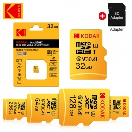 Карта памяти KODAK EVO Plus 256 ГБ 128 ГБ U3 4K Micro SD Card 64 ГБ 32 ГБ SDHC Microsd UHS-I C10 TF Trans Flash Microsd с адаптером