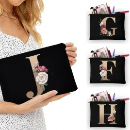 Косметичка для девочек с узором в виде золотых букв, классическая сумка-органайзер, мешочки для дорожных сумок, женская косметичка