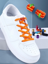 2021 Новые эластичные шнурки без завязок Плоские шнурки для детей и взрослых Кроссовки Шнурки Quick Lazy Metal Lock Laces Shoe Strings