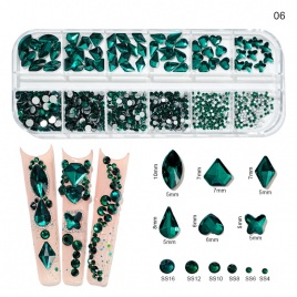 12Gird Box Multi Size AB/Colorful Hotfix Rhinestones Flatback Crystal Diamond Gems 3D Glitter Nail Art Роскошные украшения * &