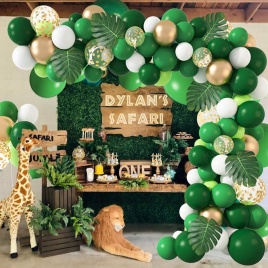 Зеленый воздушный шар, гирлянда, арка, комплект, джунгли, сафари, вечеринка, воздушный шар, дикий, декор для дня рождения, детский душ, латексная цепочка из баллонов