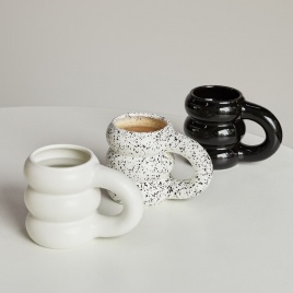 Креативная чашка для воды, керамическая кружка, скандинавские кофейные чашки с большой ручкой, цветная керамика, большие кружки для сока