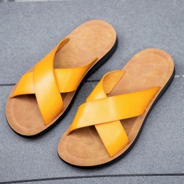 Кожаные классические тапочки с открытым носком, уличная пляжная резиновая летняя обувь, шлепанцы, водные сандалии