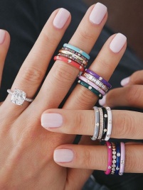 10 цветов простое стильное эмалированное кольцо, вымощенное блестящим кубическим циркониевым камнем, модное свадебное обручальное кольцо для женщин