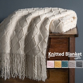 Скандинавское вязаное одеяло, однотонное одеяло для дивана с кисточками, одеяла для путешествий, ТВ, одеяла для сна, одеяла для кондиционера, декоративная кровать