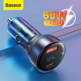 Автомобильное зарядное устройство Baseus USB 65 Вт PD, быстрое зарядное устройство, зарядное устройство Quick Charge 4,0 QC 3,0 Type C для iPhone 12, Xiaomi, Samsung, MacBook