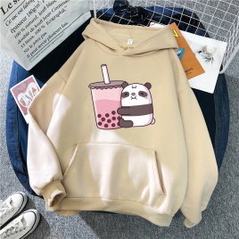 2022 женская толстовка с милой пандой и принтом «Спит», новый теплый винтажный пуловер для женщин, модная корейская толстовка с круглым вырезом для женщин