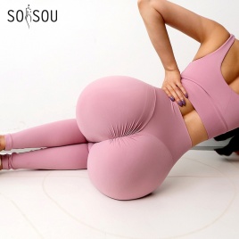 SOISOU/Новые штаны для йоги, женские леггинсы для фитнеса, нейлоновые длинные штаны с высокой талией, женские бедра, пуш-ап, колготки, женская спортивная одежда