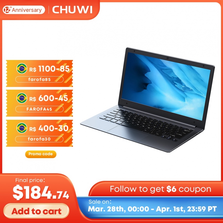 CHUWI HeroBook Air 11,6-дюймовый HD-дисплей Intel Celeron N4020 Dual Core LPDDR4 4 ГБ 128 ГБ SSD Ноутбук Windows 10 с полноразмерной клавиатурой фото 1