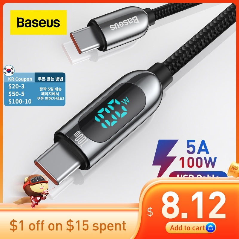 Кабель Baseus PD 100 Вт/66 Вт USB C для MacBook 2021, кабель для быстрой зарядки типа C для Xiaomi Samsung, кабель для передачи данных, кабель для зарядки телефона фото 1