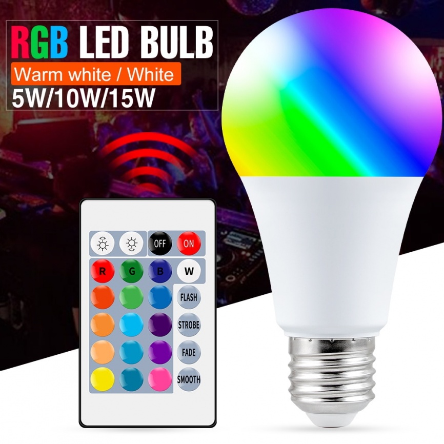 E27 Smart Control Lamp Led RGB Light Dimmable 5W 10W 15W RGBW Led Lamp Colorful Сменная лампа Led Lampada RGBW White Decor Home фото 1
