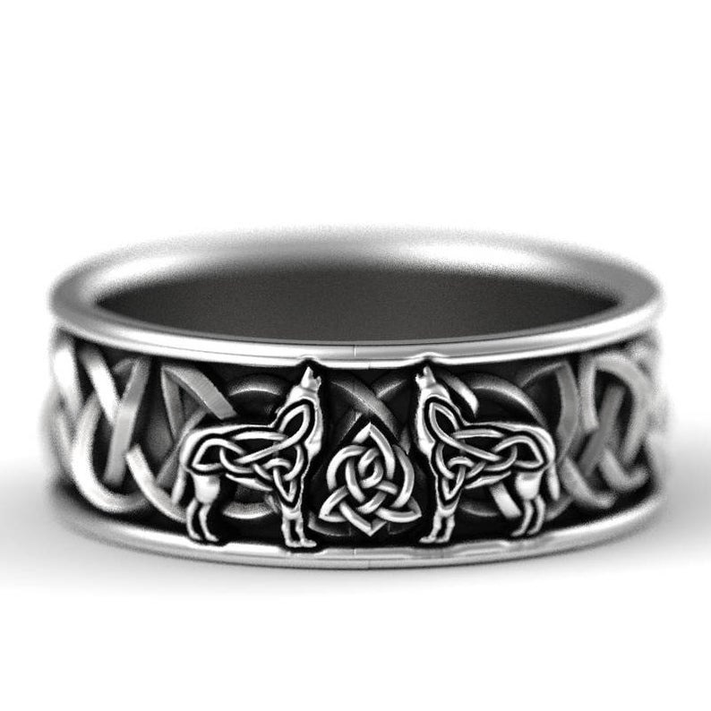 Huitan Viking, скандинавская мифология, гигантский волк, мужское кольцо, защитный тотем, волк, модное хип-хоп рок, унисекс, кольцо на палец, панк, подарок фото 1