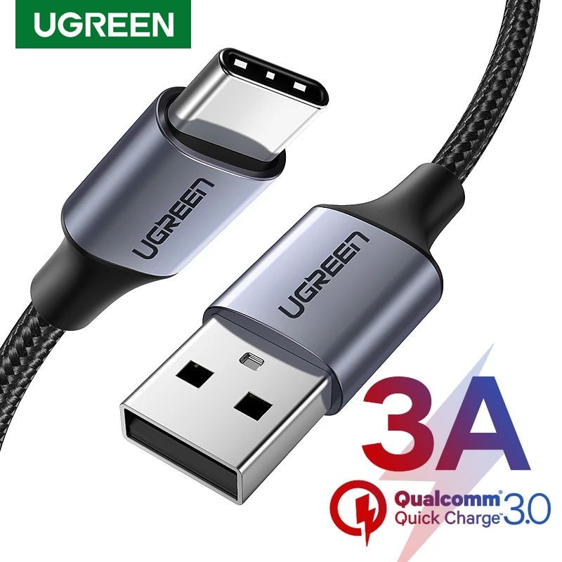 Ugreen 3A USB Type C Кабель для Xiaomi Poco X3 Pro Samsung S21 S20 Быстрая зарядка 3.0 USB C Кабель Быстрая зарядка Зарядное устройство для телефона фото 1