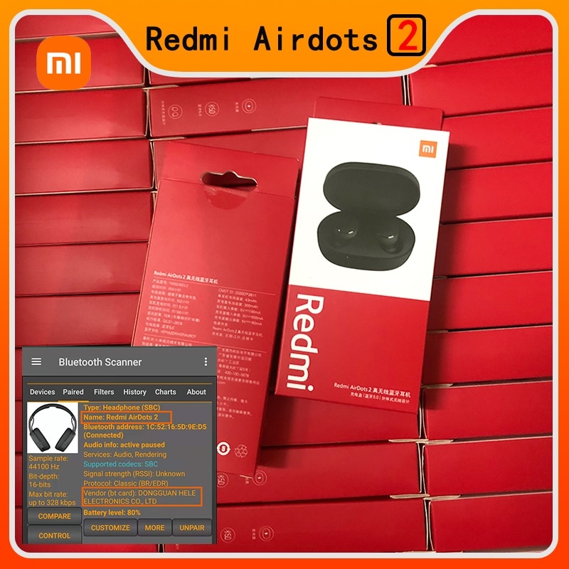 Оригинальные наушники Xiaomi Redmi Airdots 2 TWS Bluetooth, стереонаушники с басами 5,0 и микрофоном, наушники-вкладыши громкой связи, 5/10/20 шт. фото 1