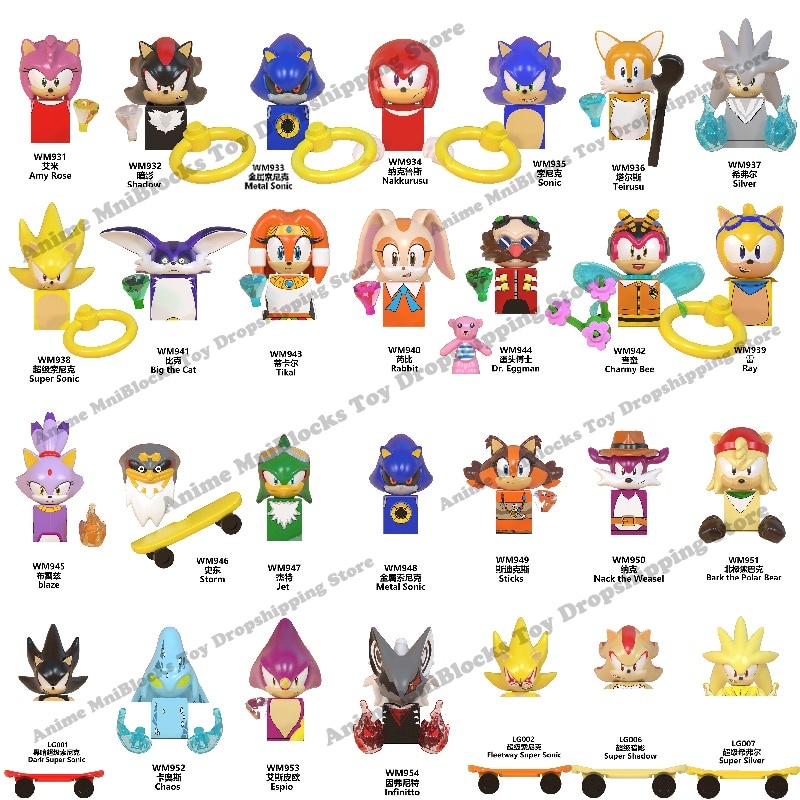 WM6086 WM6087 WM6088 LG1001 аниме кирпичи Sonic Amy Rose Ray Storm Shadow строительные блоки мини фигурка игрушка подарки для детей фото 1