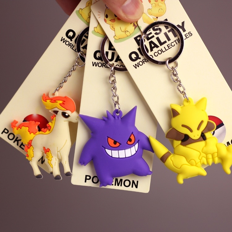 Покемон Аниме Marowak Abra Gengar Ponyta Porygon Сплав Силиконовый Брелок Аксессуары Подвеска Сумка Брелок Подвеска Подарки На День Рождения фото 1