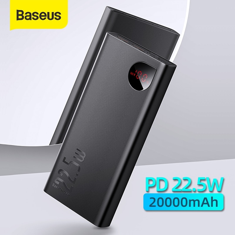 Baseus 22,5 Вт Power Bank 20000 мАч Портативный Powerbank с быстрой зарядкой Type C PD Qucik Charge Poverbank Внешнее зарядное устройство фото 1