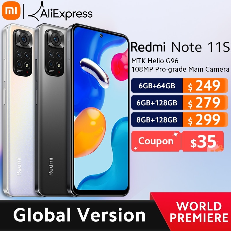 【Мировая премьера】Глобальная версия телефона Xiaomi Redmi Note 11S, 64/128 ГБ, Helio G96, 6,43 дюйма, 90 Гц, дисплей, 33 Вт, профессиональная зарядка, камера 108 МП фото 1