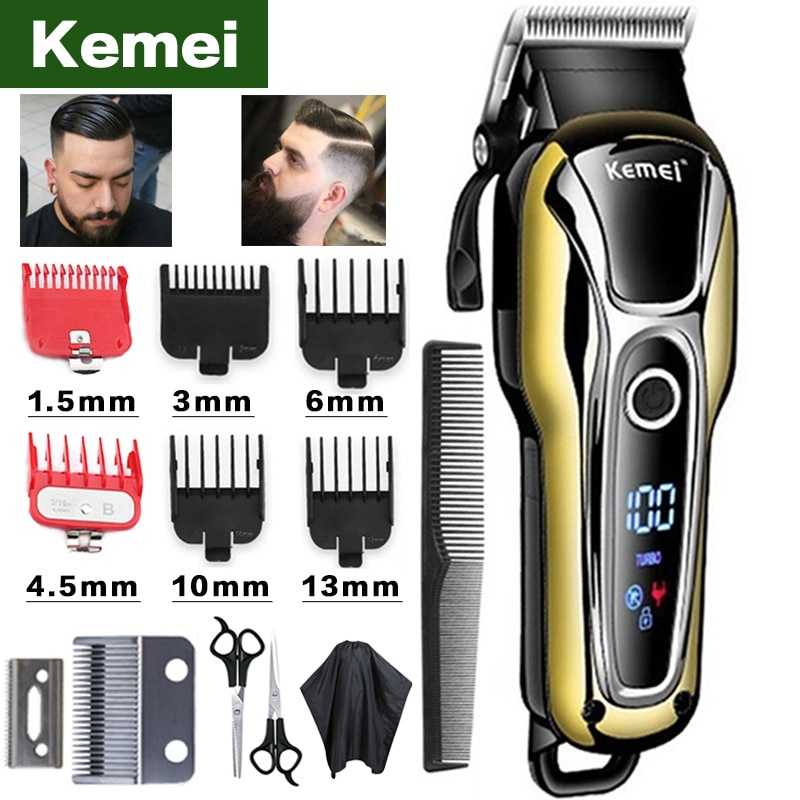 Машинка для стрижки волос Kemei, профессиональная машинка для стрижки волос, машинка для стрижки волос, электрические триммеры, машина с ЖК-дисплеем, парикмахерская, машинка для стрижки волос 5 фото 1