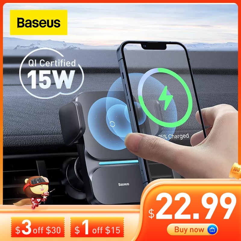 Автомобильный держатель для телефона Baseus с автоматическим выравниванием, беспроводное зарядное устройство для Samsung iPhone, Xiaomi, держатель для телефона, автомобильный держатель, держатель для вентиляционного отверстия фото 1